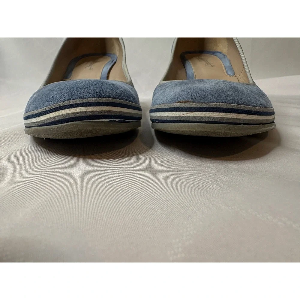 MICHAEL PASINKOFF Womens Blue Wedge Suede Round Toe Pumps 41/10 Italian Luxury